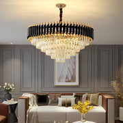 Round Oval Crystal Three Step Dimming Luxury Post-Modern Chandelier - Dazuma