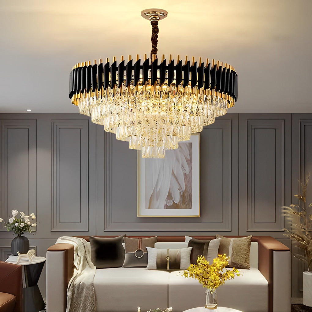 Round Oval Crystal Three Step Dimming Luxury Post-Modern Chandelier - Dazuma