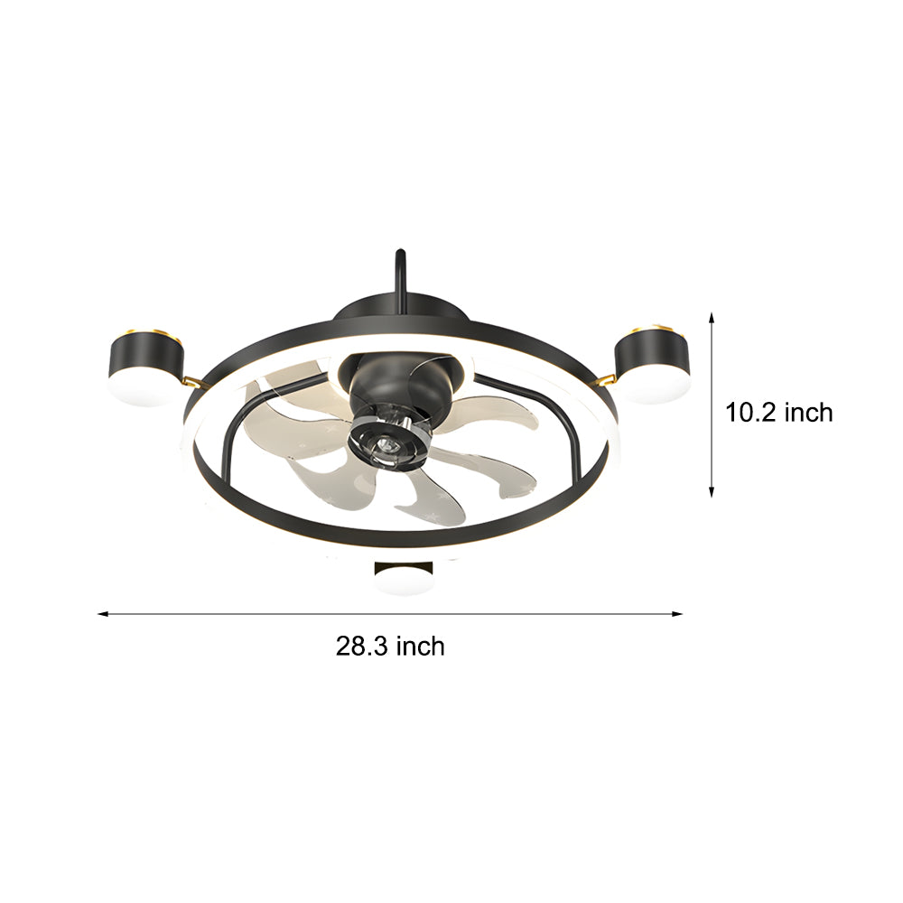 Stars Moon Projection Round Creative 3 Step Dimming Modern Ceiling Fans