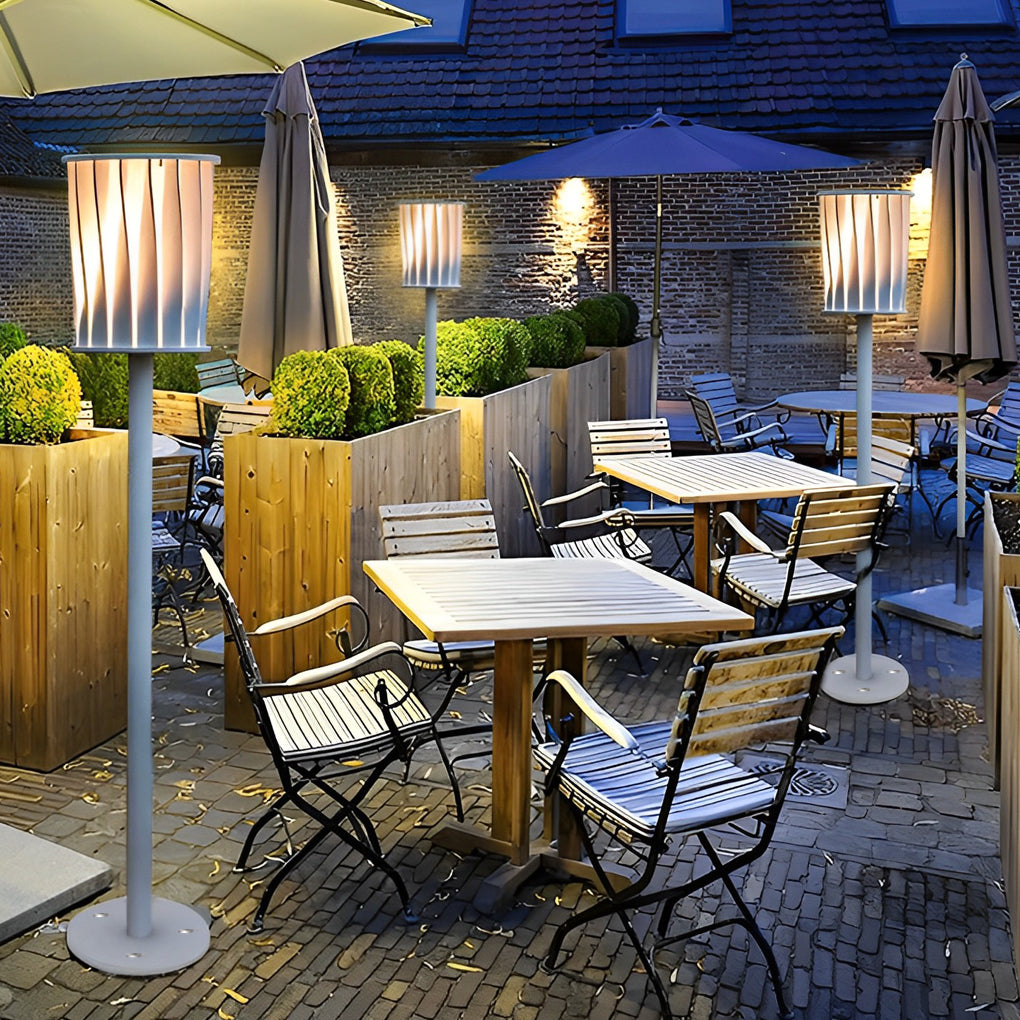 Stainless Steel Outdoor Floor Lamp with Rotating Design and Vertical Slats