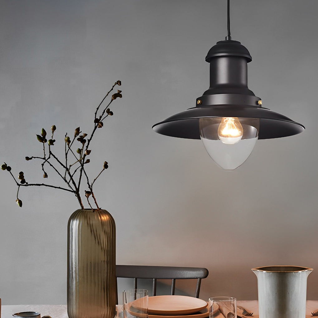 Round Retro Metal Hat Industrial Style Small Chandelier Pendant Lights