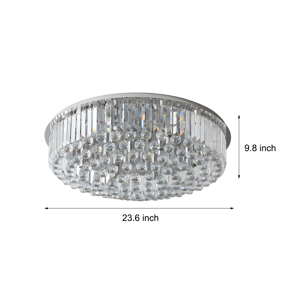 Round Light Luxury 3 Step Dimming Modern Crystal Ceiling Light Fixture