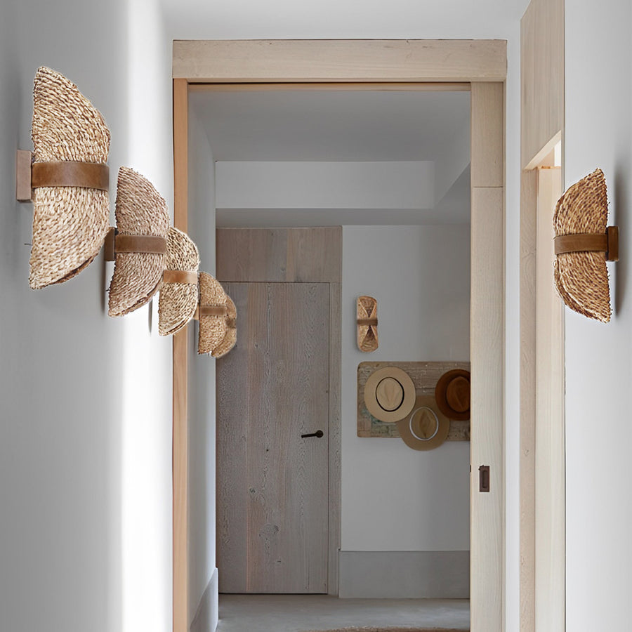 Creative Rattan Wood LED up and down Lighting Japanese-Style Wall Lamp