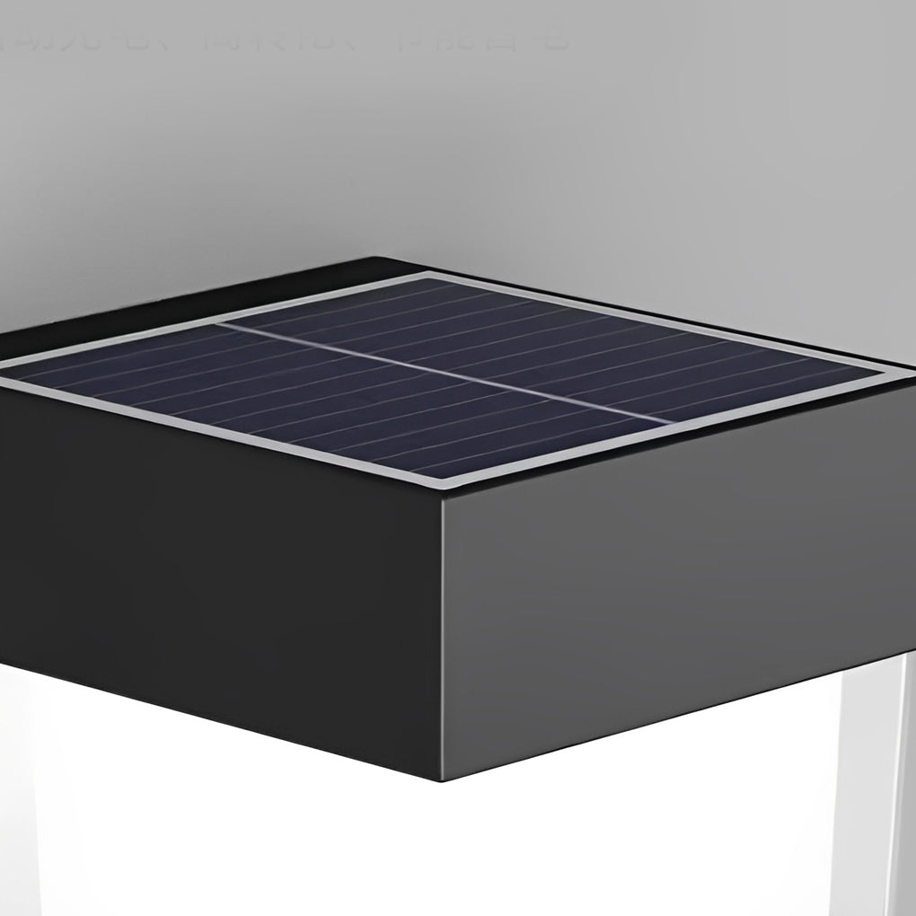 Square Round Waterproof LED Black Minimalist Solar Outdoor Wall Lights