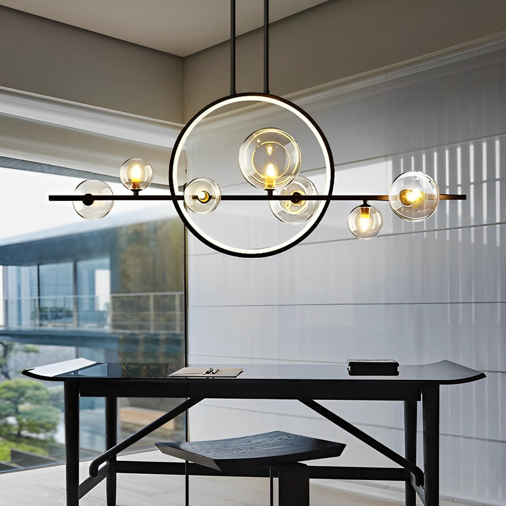 Moon Glass Bubbles LED Black Postmodern Dining Room Chandeliers