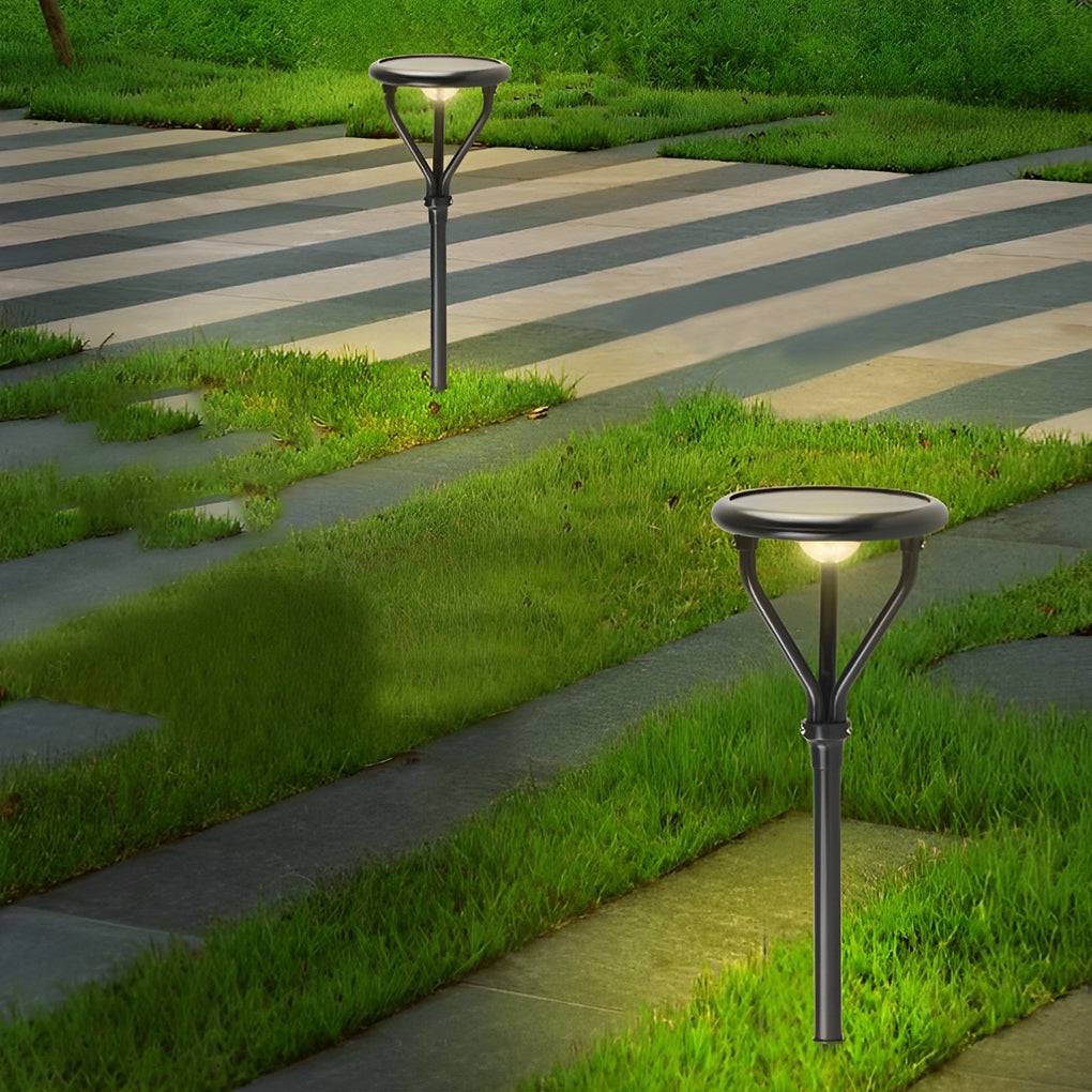 Round LED Waterproof Intelligent Modern Solar Lamp Post Outdoor Light - Dazuma