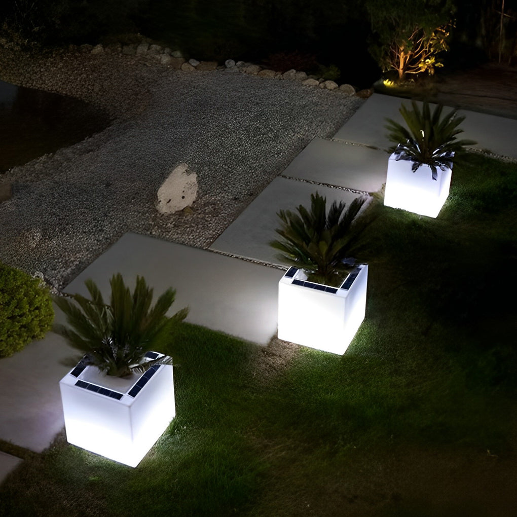 Square Waterproof Multipurpose Intelligent LED Solar Flower Pot Lights