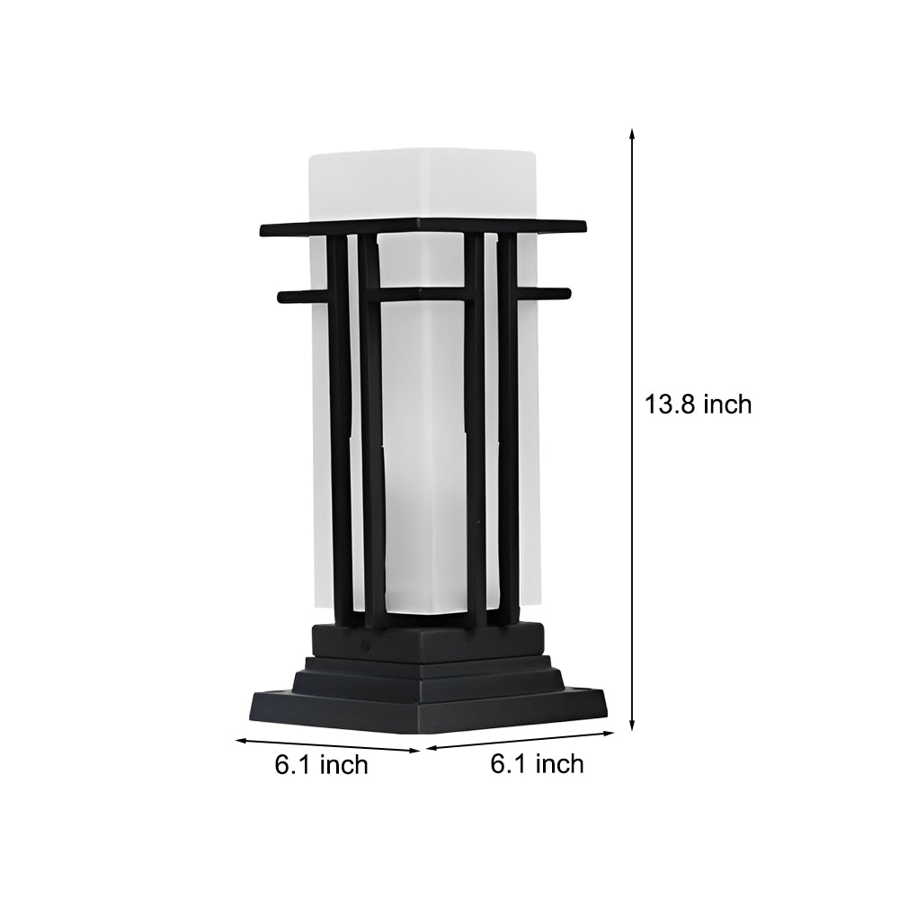 Outdoor Waterproof Frosted Glass Black Retro Fence Post Lights Column Lights