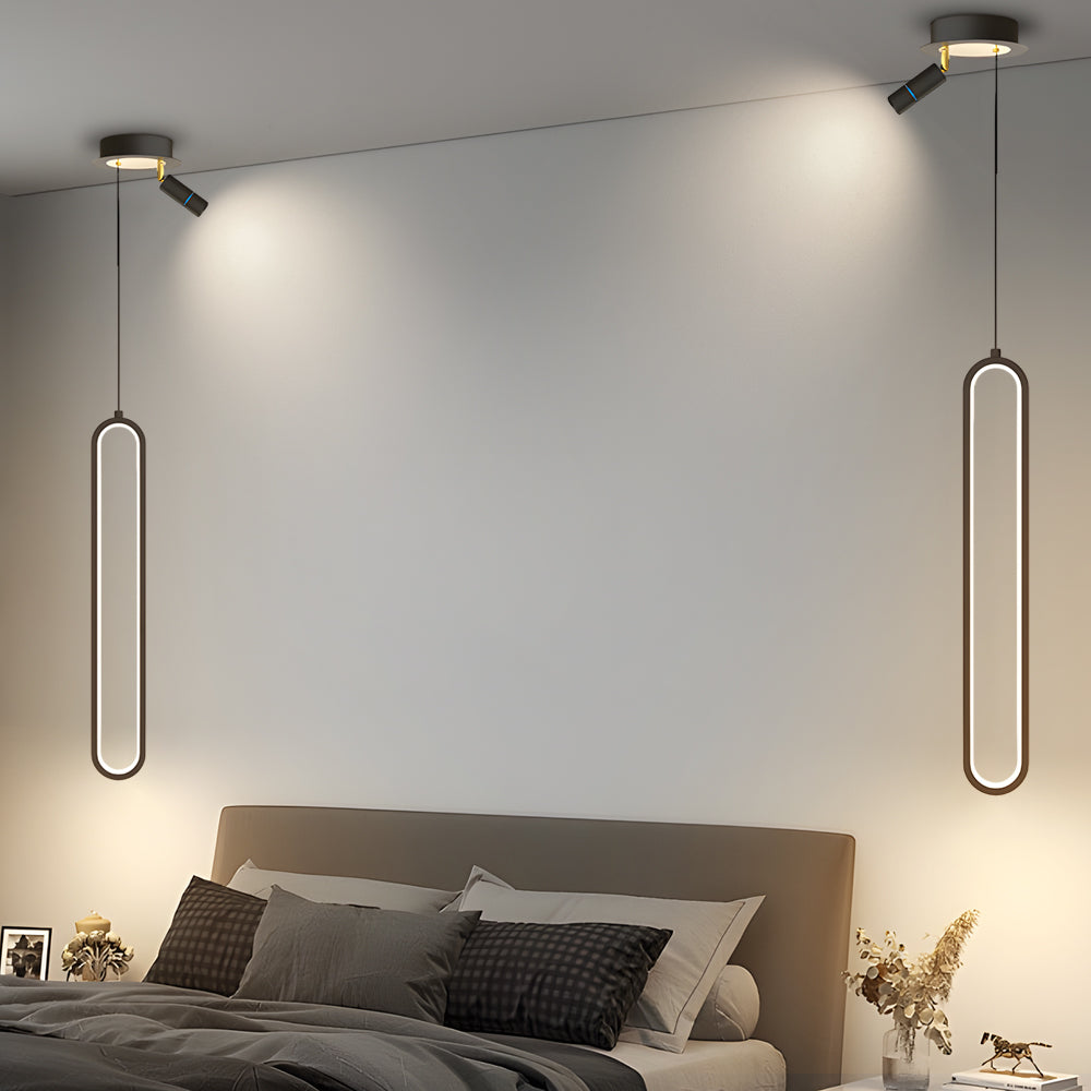 Oval Aluminum LED 3 Step Dimming Modern Pendant Lights with Spotlights