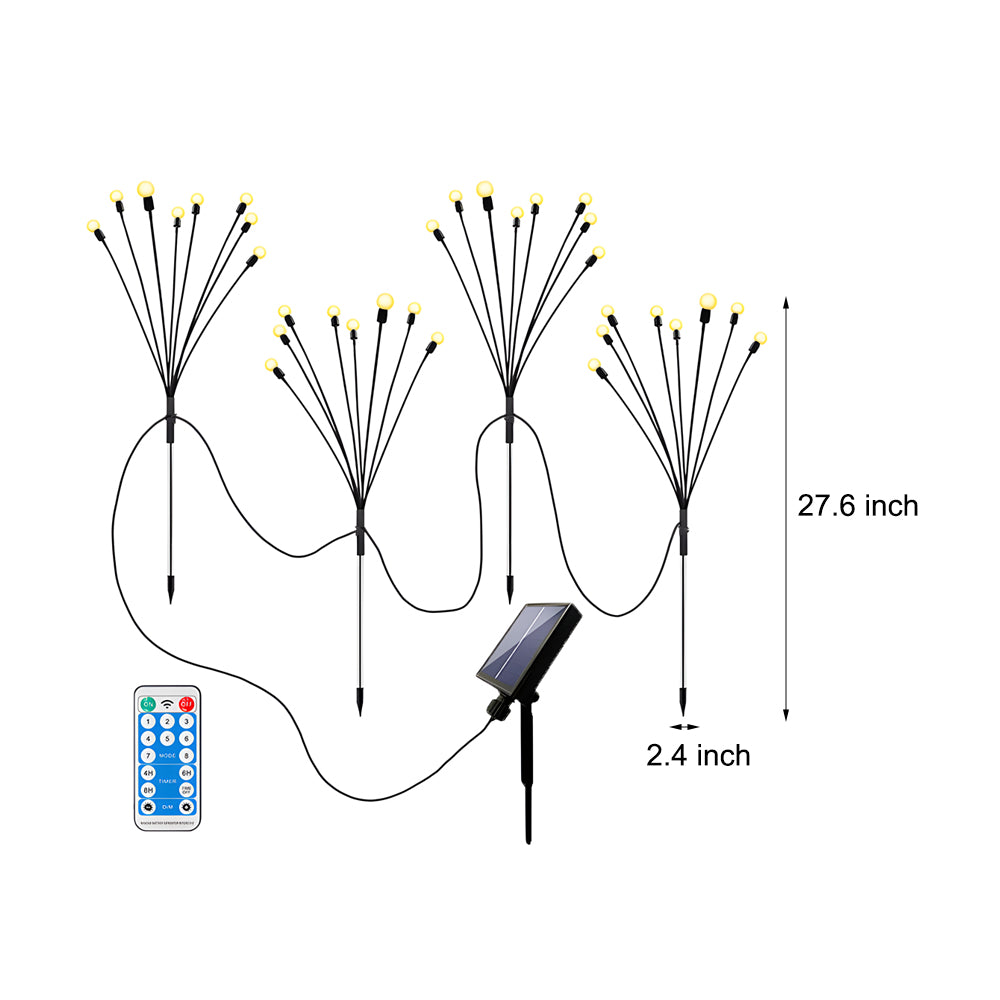 2 Pack Solar Firefly Lights 8LED Starburst Swaying Waterproof Outdoor Garden Landascape Lighting