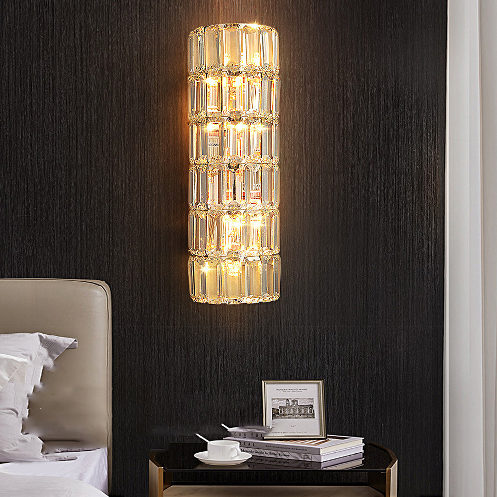 Round Rectangular Luxury Crystal Three Step Dimming Modern Wall Lamp - Dazuma