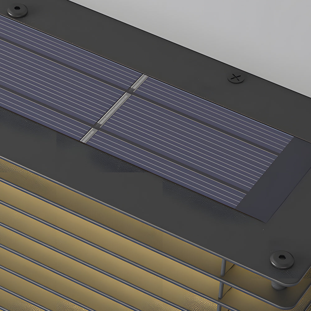 Waterproof Square Grids Stainless Steel Black Modern Solar Wall Lights