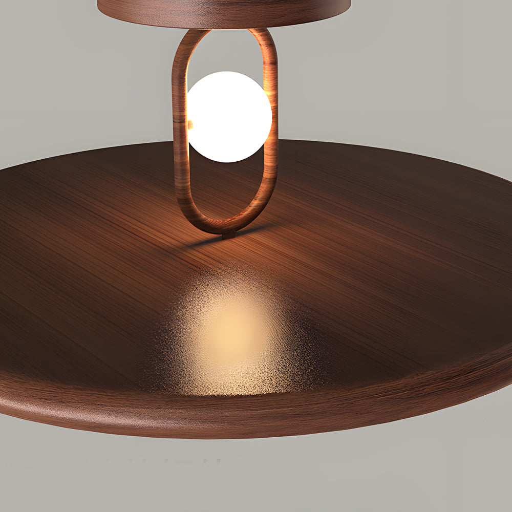 15.7/19.7-in Wood Grain Round Semi Flush Mount Ceiling Light