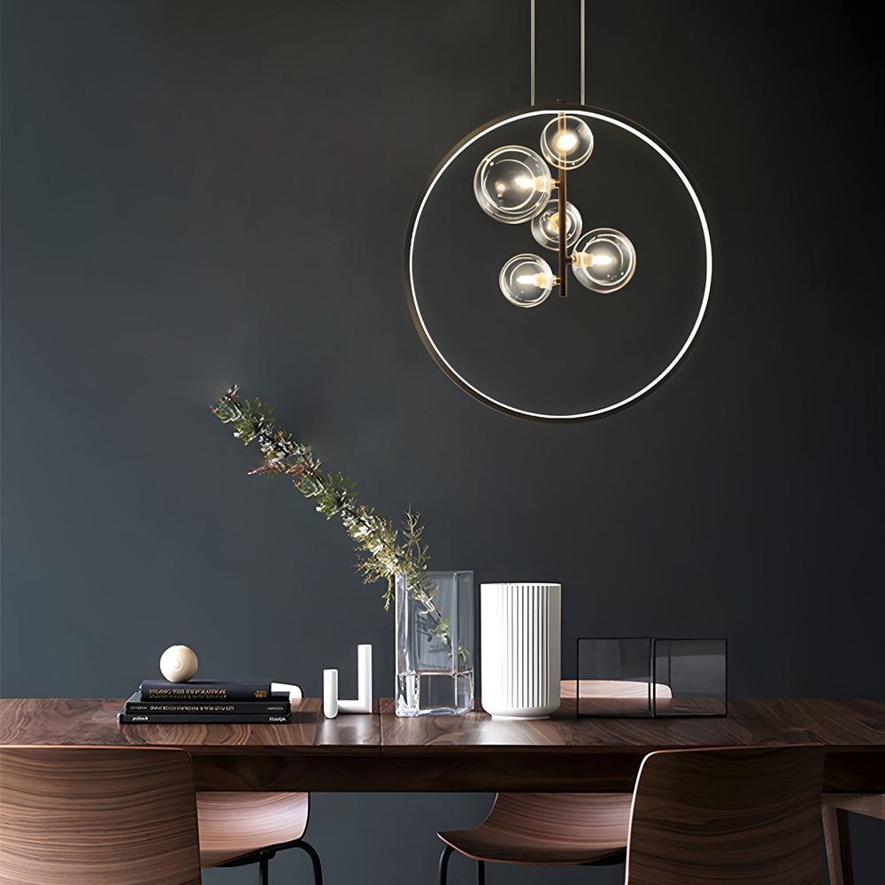 Bubi Black Pendant Light Glass Bubbles LED for Dining Room