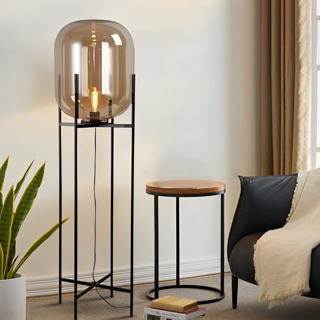 Glass Ball Creative Metal LED Post-Modern Floor Lamp Bedside Table Lights - Dazuma