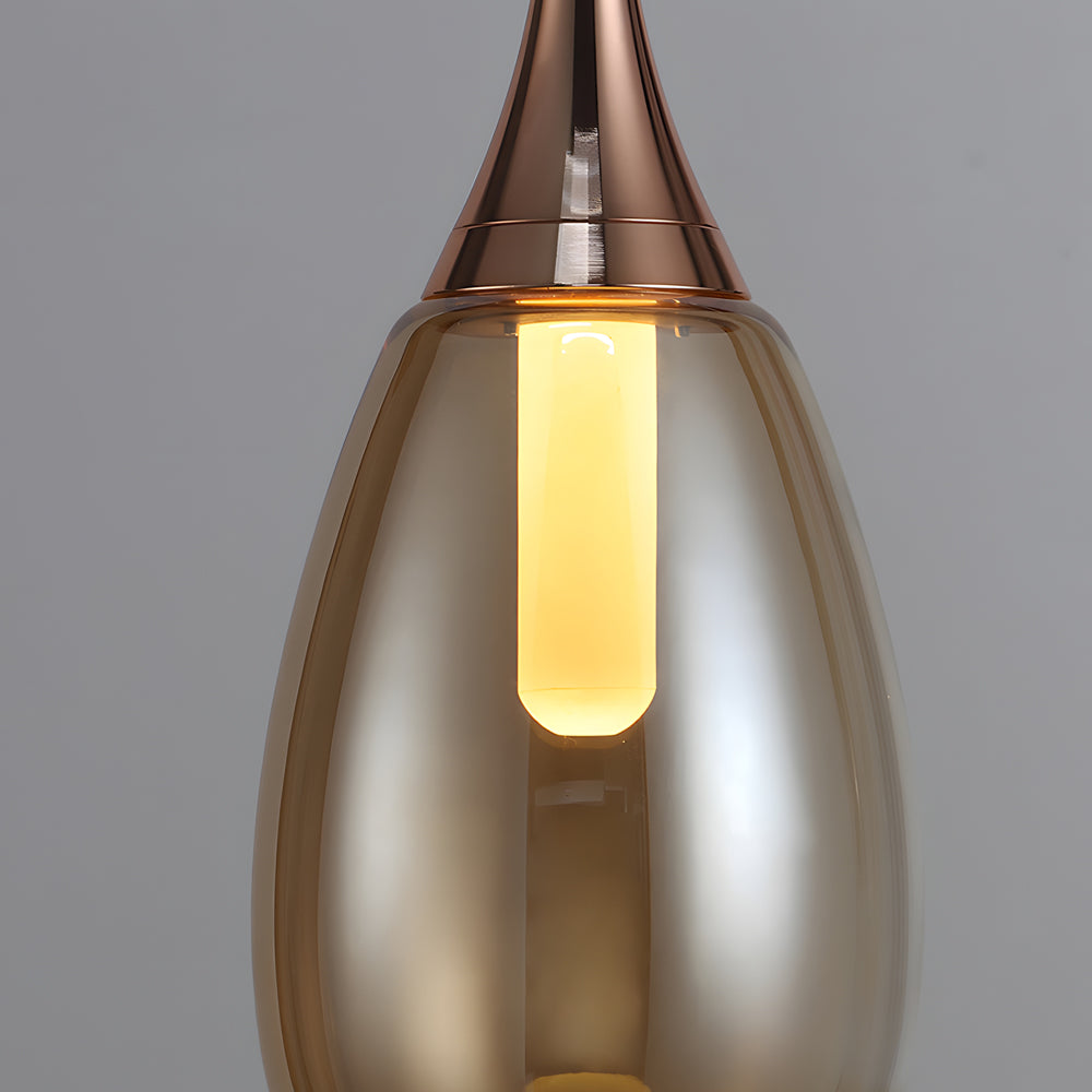 Modern 1-Light LED Teardrop Glass Pendant Light in Amber/Smoke Gray
