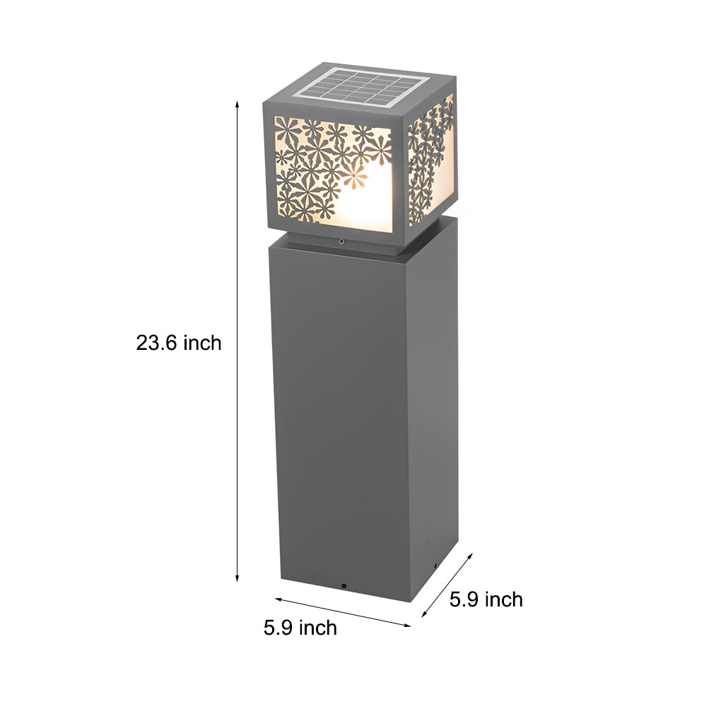 Elegant Snowflake Solar LED Bollard Light Modern Outdoor Waterproof Lawn Lamp