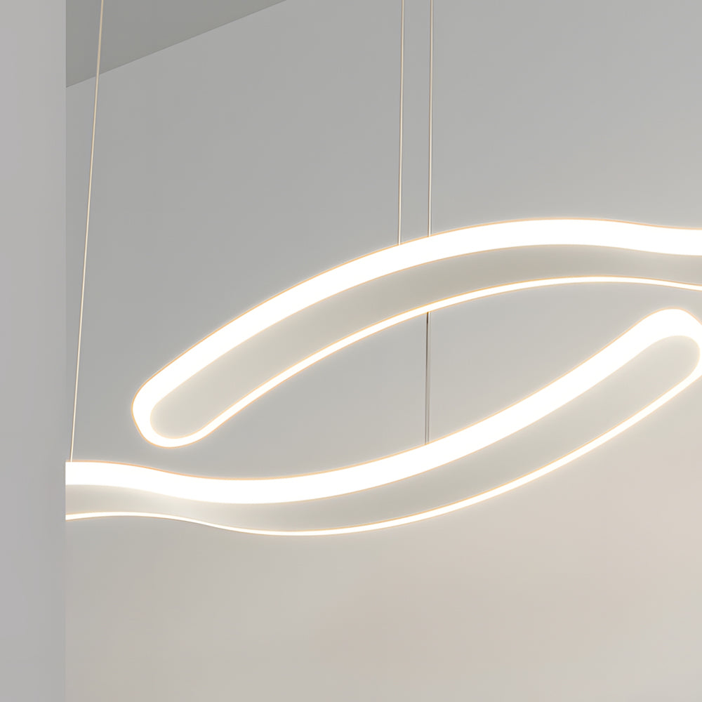 2-Wavy Line LED Dining Room Pendant Light - 3-Step Dimming