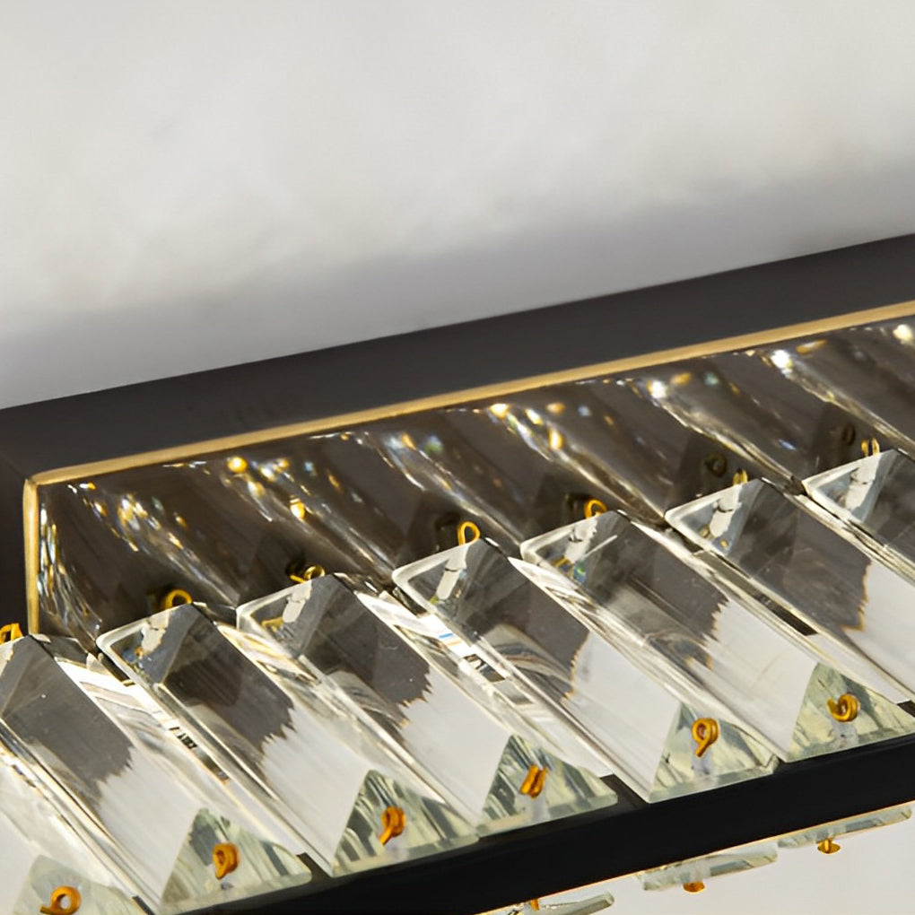 Rectangular Copper Crystal LED Three Step Dimming Modern Vanity Light Fixture