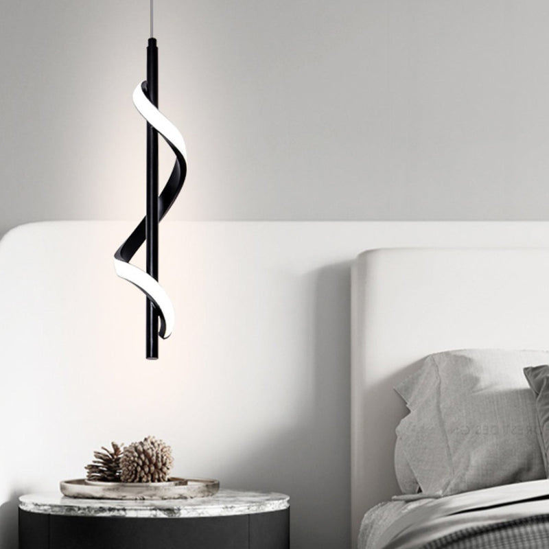 Spiral Strips Three Step Dimming LED Black Modern Wall Lamp Pendant Lights - Dazuma