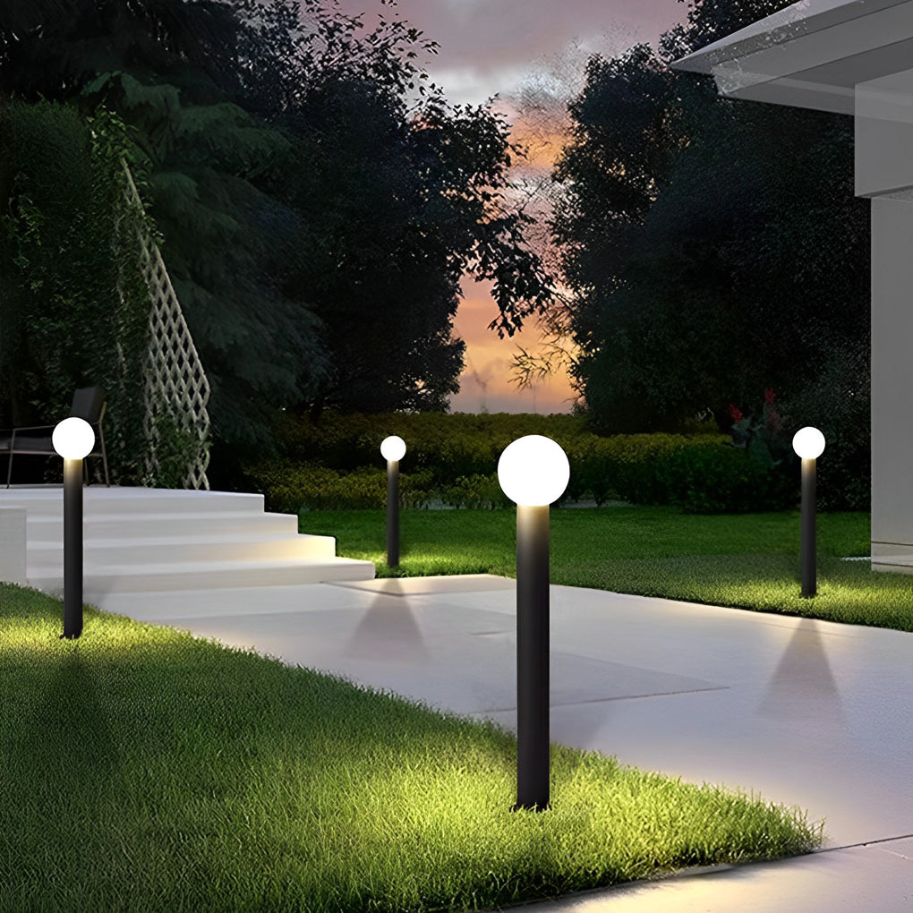 Round Ball Waterproof LED Metal Black Modern Outdoor Pathway Lights