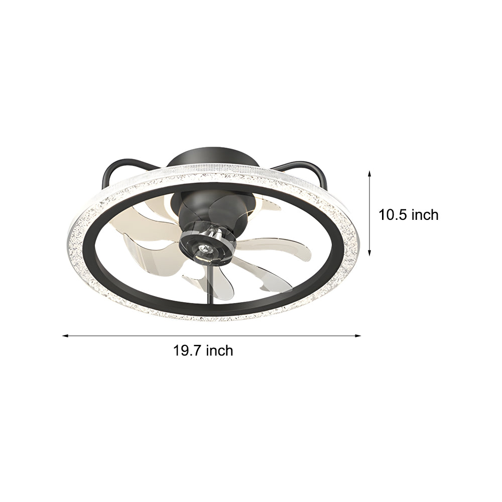 Creative 360° Shake Head Round 3 Step Dimming Modern Ceiling Fans with Light