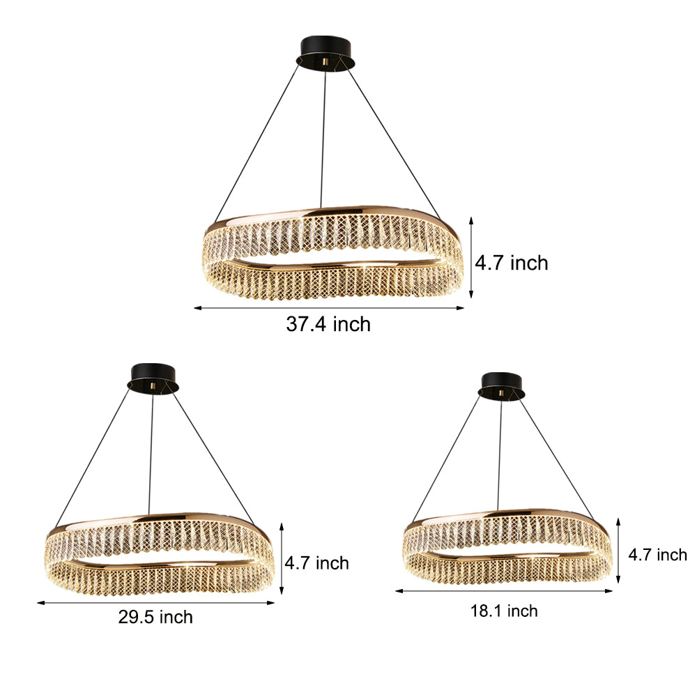 Creative Round Crystal 3 Step Dimming LED Luxury Modern Chandelier