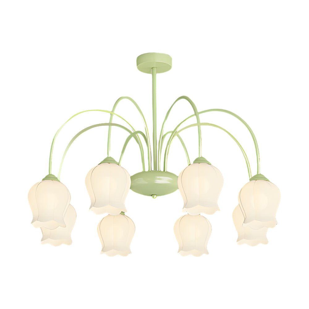 8 Heads Pastoral Bell Orchid Flowers 3 Step Dimming French Style Chandelier