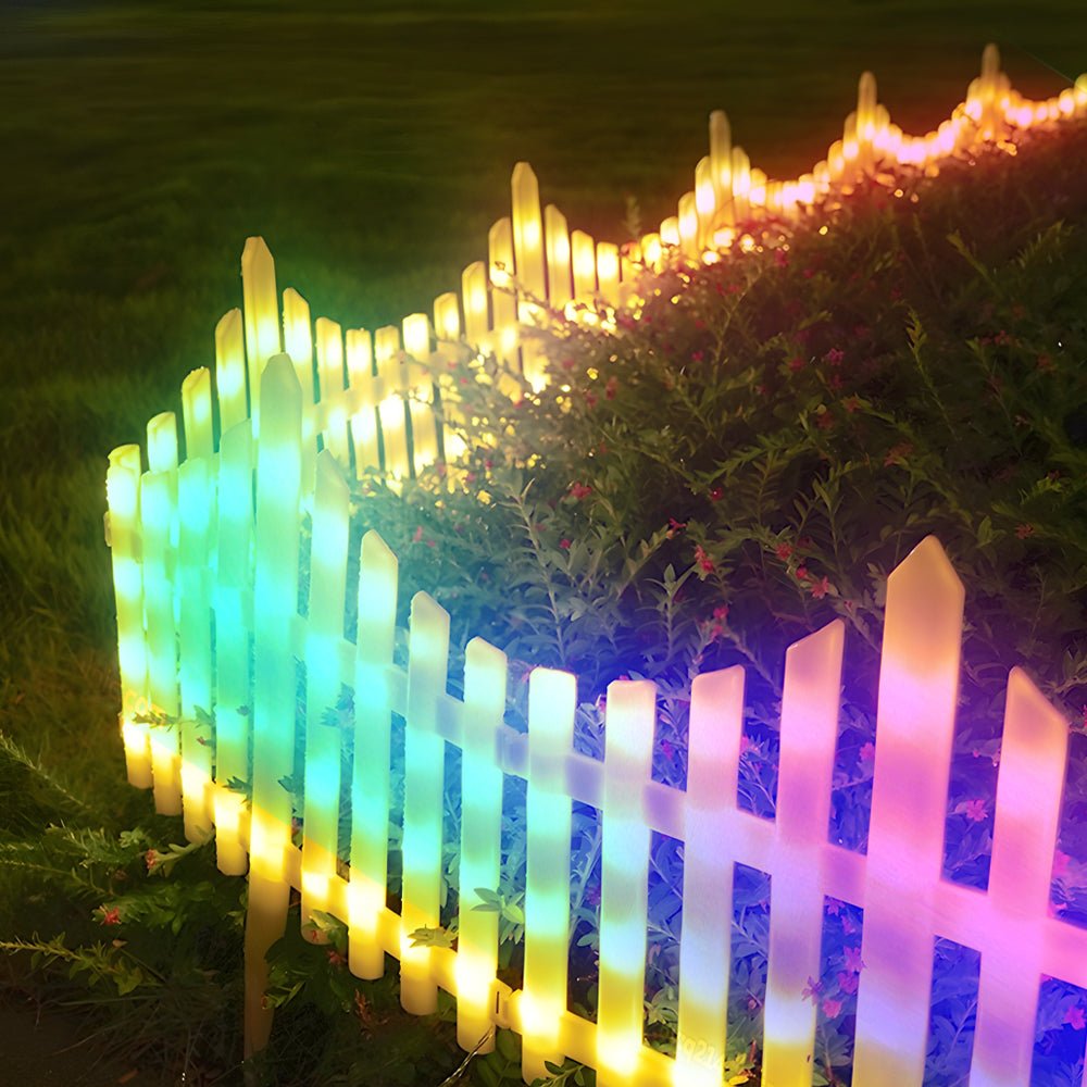 8 - Pack Wave - Shaped Solar LED Lighted Garden Fence for Christmas