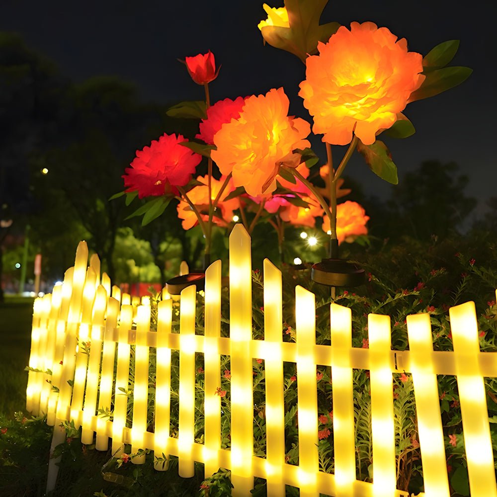 8 - Pack Wave - Shaped Solar LED Lighted Garden Fence for Christmas