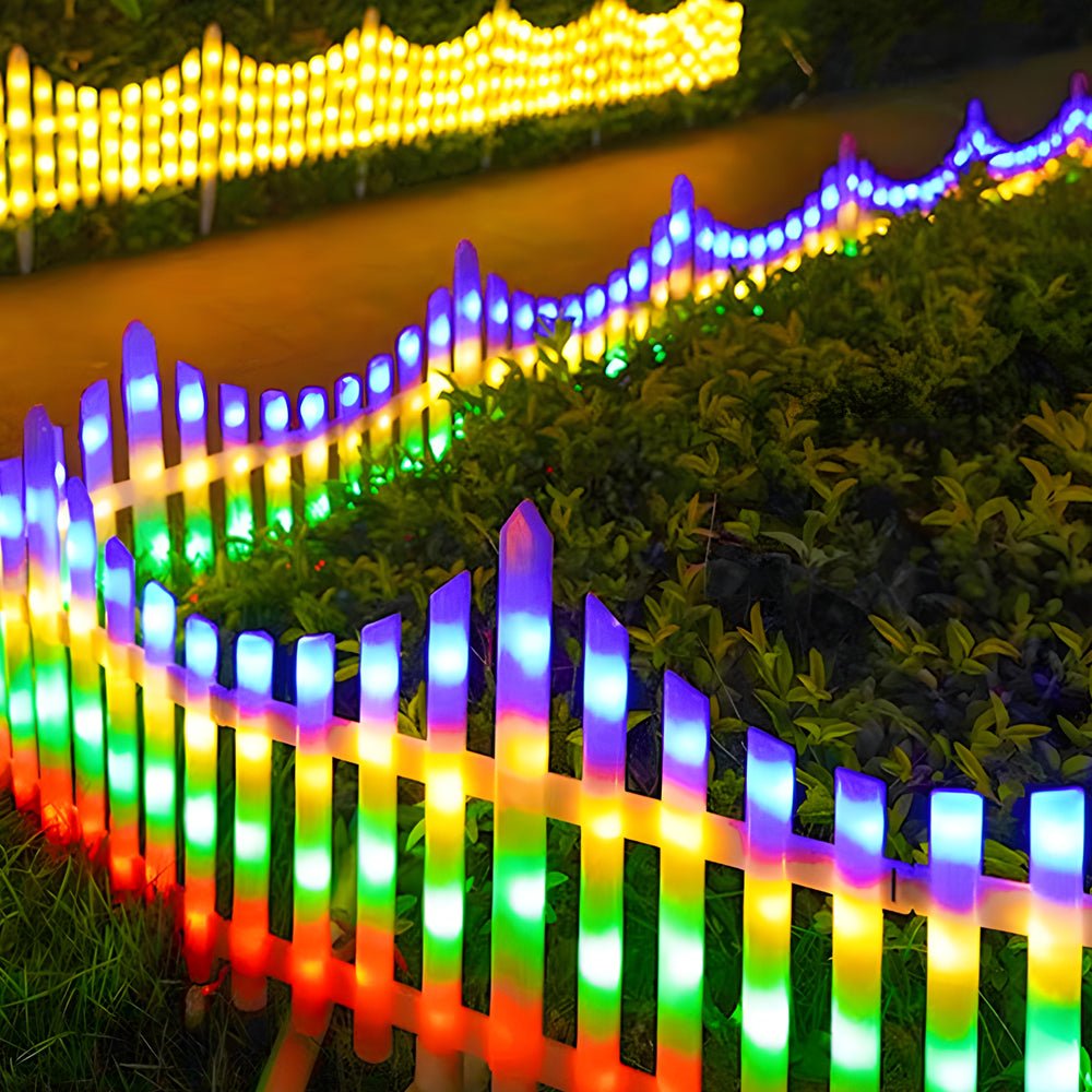 8 - Pack Wave - Shaped Solar LED Lighted Garden Fence for Christmas