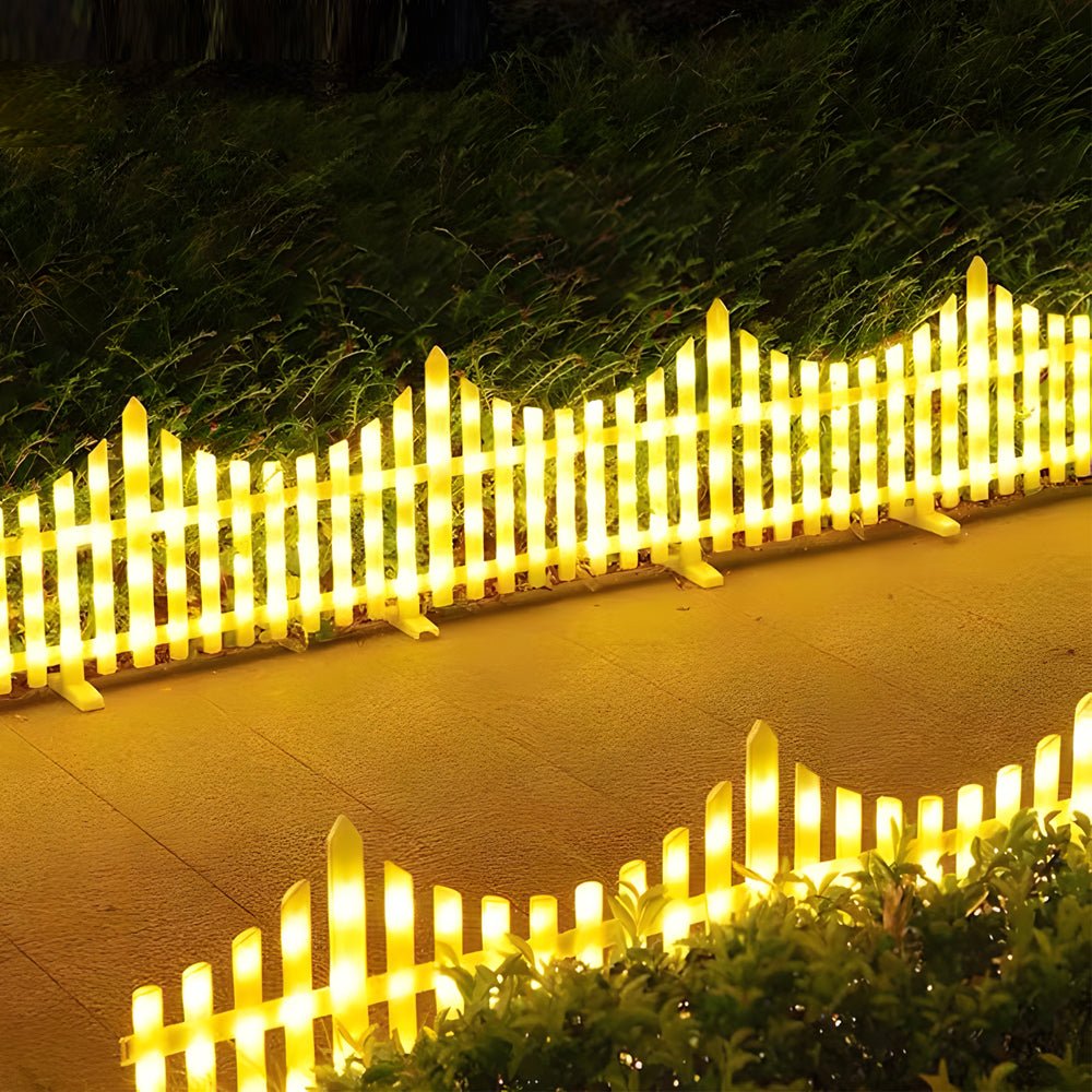 8 - Pack Wave - Shaped Solar LED Lighted Garden Fence for Christmas