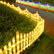 8 - Pack Wave - Shaped Solar LED Lighted Garden Fence for Christmas