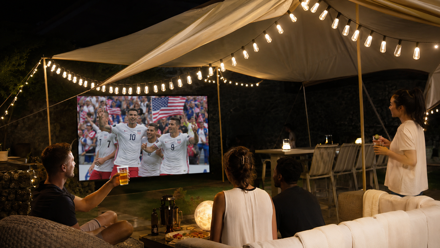 Outdoor string lights for patio match night