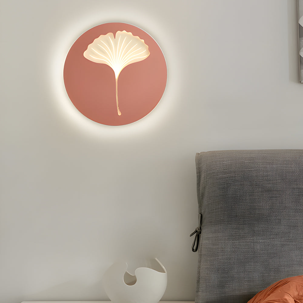 Round Ginkgo Leaf LED 3 Step Dimming Wall Sconce Lighting Wall Lamp - Dazuma