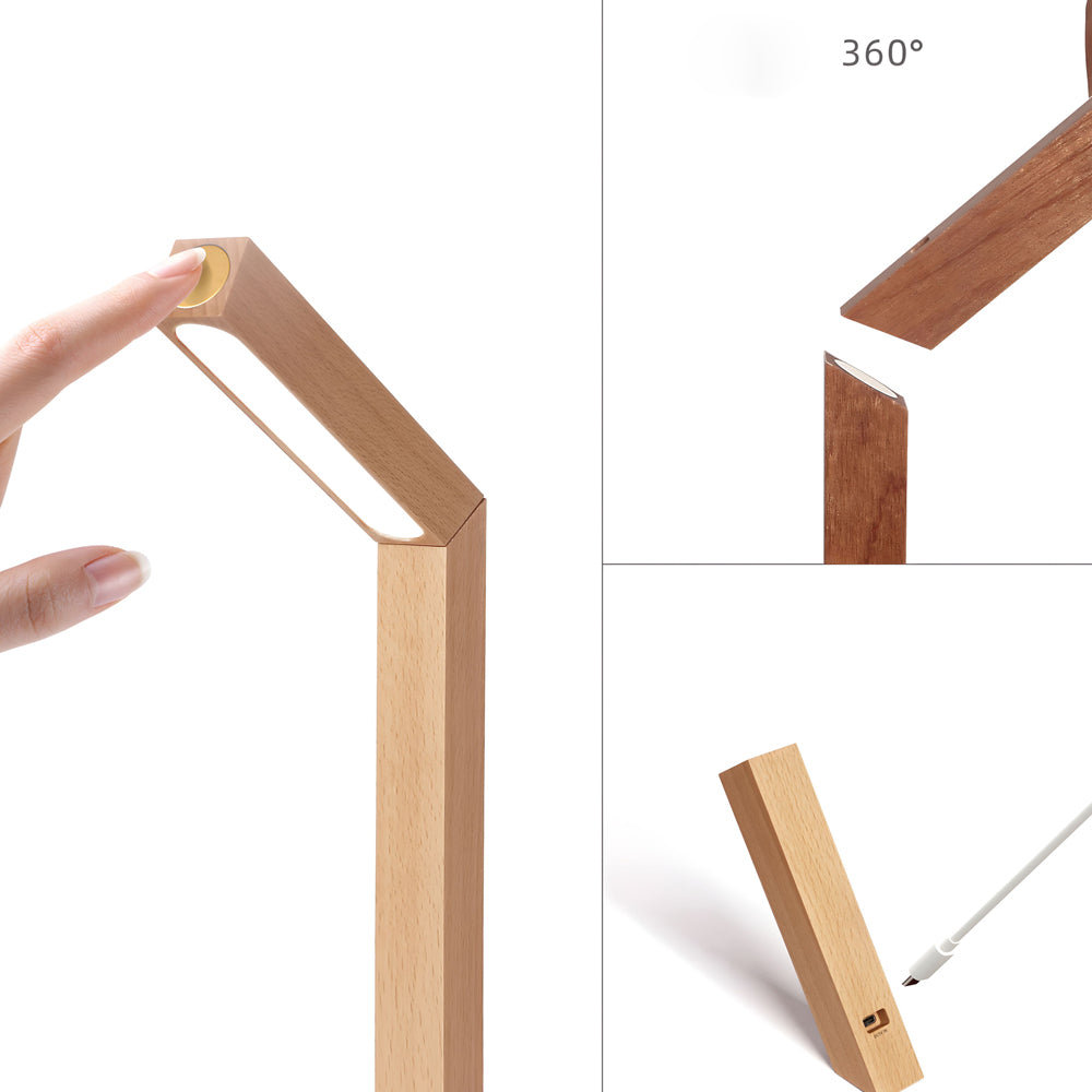 Minimalist Wood Stick Magnet Reading Desk Lamp Touch Control