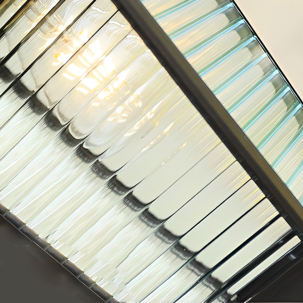 Retro Waterproof Creative Stripes Glass Shade Modern Outdoor Wall Light