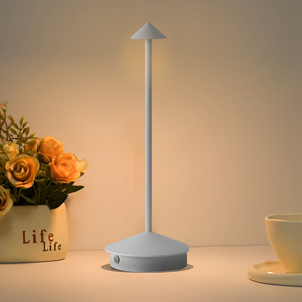 Long Rod Triangle Mushroom Table Lamp with 3 Step Dimmable USB Touch On/Off