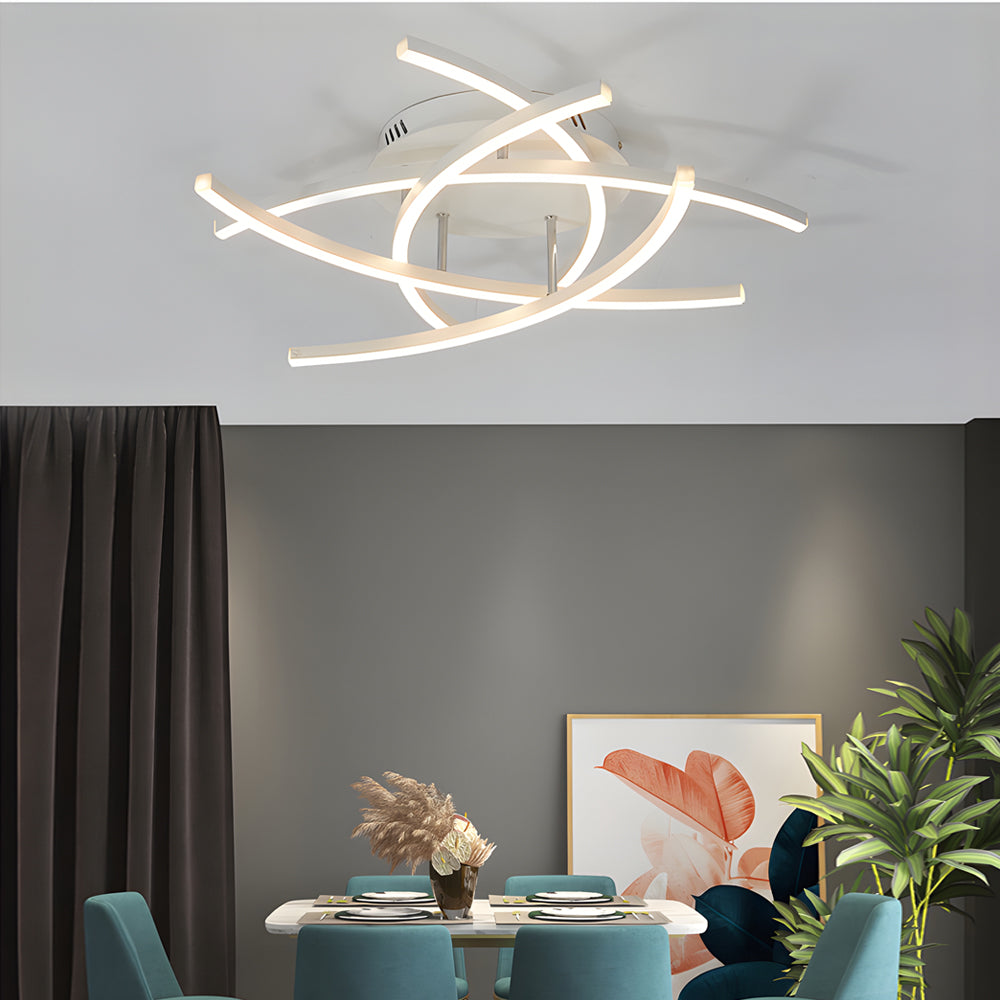 Personality Lines LED Dimmable with Remote Control Modern Ceiling Light Fixture