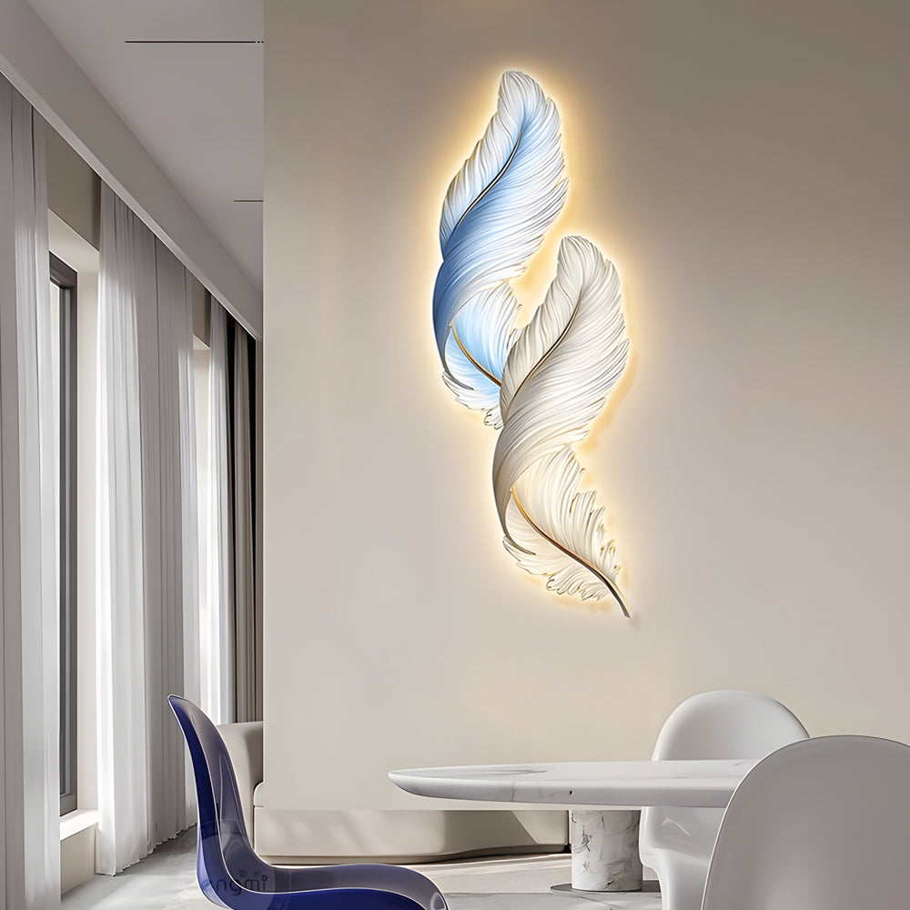 Feathers Creative Luxury Decorative Painting USB Remote LED Wall Lights