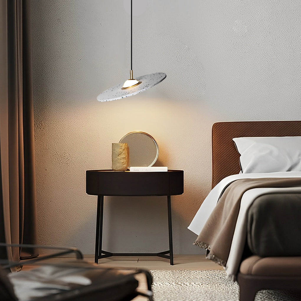 Round Terrazzo Planets Glass Creative LED Nordic Pendant Lights Fixture - Dazuma