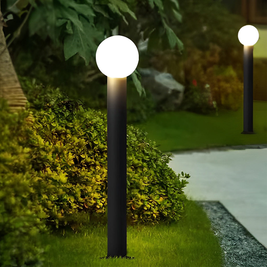 Round Ball Waterproof LED Metal Black Modern Outdoor Pathway Lights - Dazuma