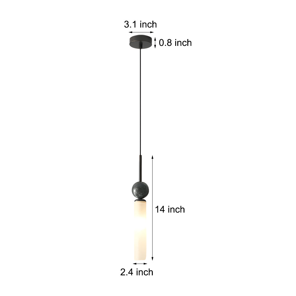 Vertical Marble Cylinder 1-Light Pendant Light - Modern Hanging Lamp