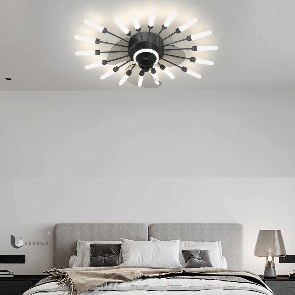 Creative Flower Mute Three Step Dimming Nordic Fans Ceiling with Lights
