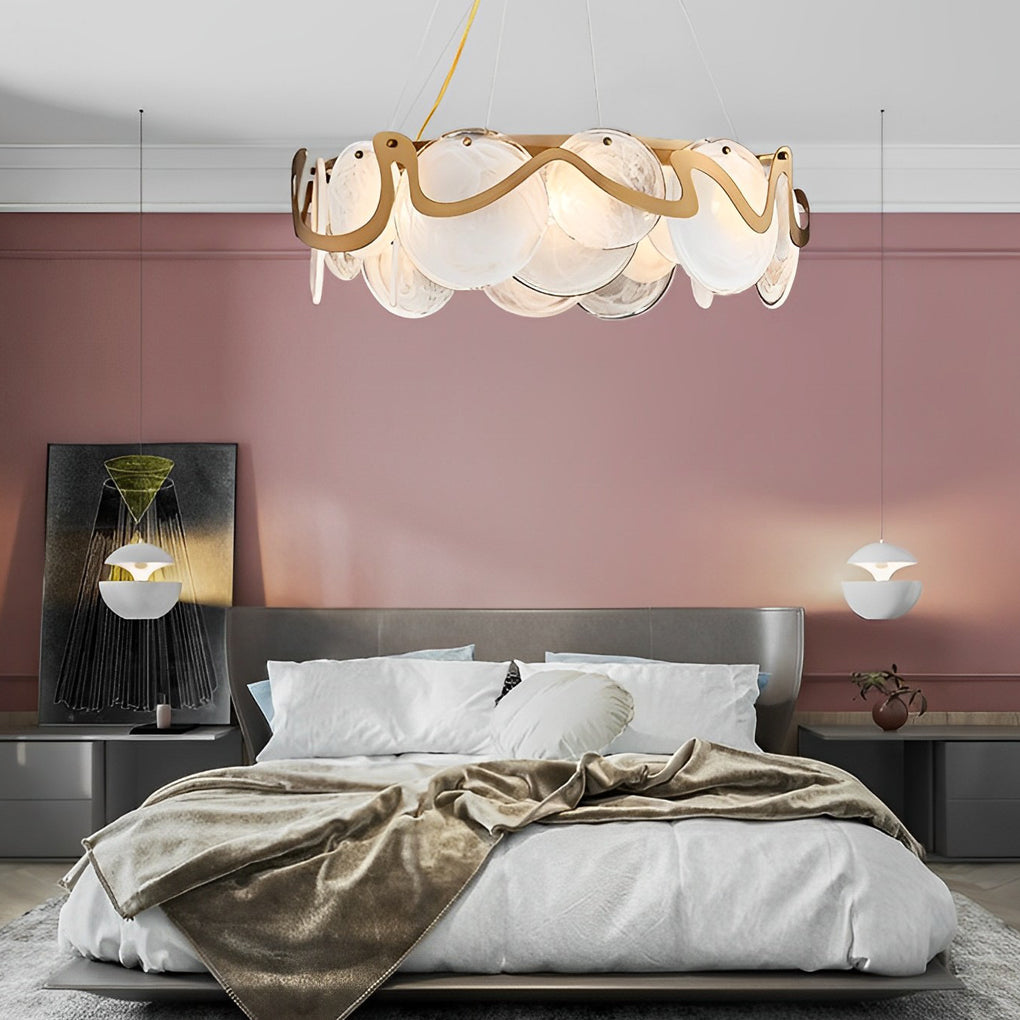 Round Glass Creative Art Iron LED Nordic Chandelier Pendant Lights - Dazuma