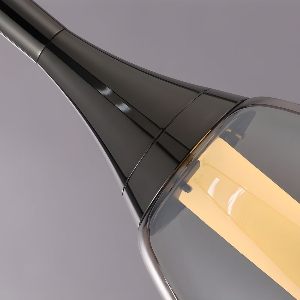Modern 1-Light LED Teardrop Glass Pendant Light in Amber/Smoke Gray