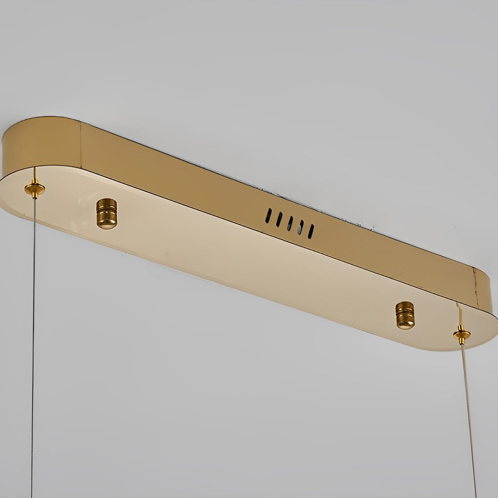 Gold Oval Stepless Dimming Crystal Chandeliers Ceiling Lights