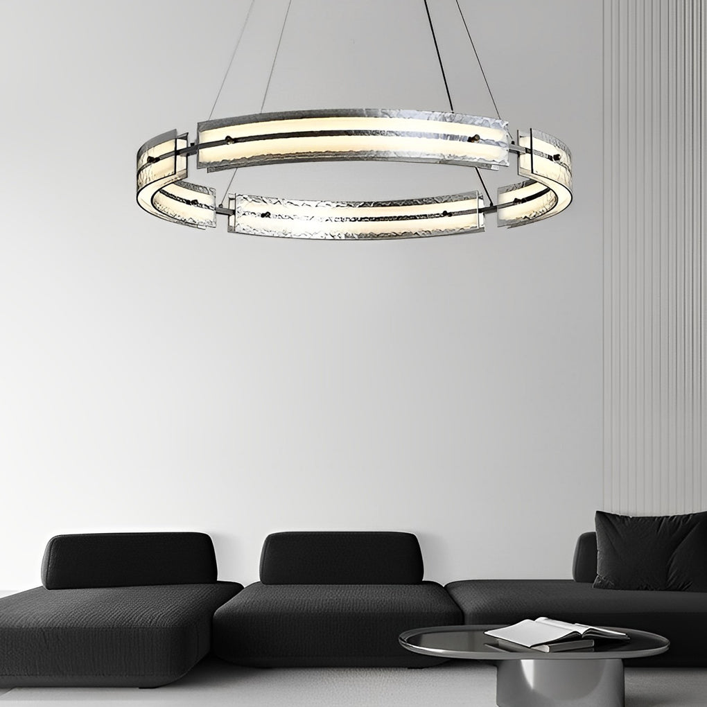 Circular Strip Copper Glass LED Stepless Dimming Nordic Chandelier