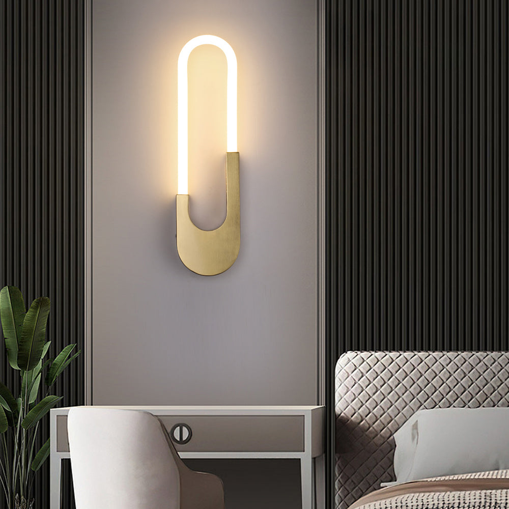 Modern Indoor Oval LED Wall Sconces - 16'' H, Gold/Black