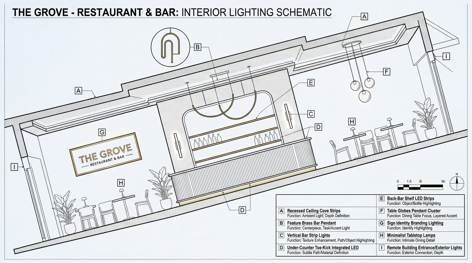 Hospitality exterior lighting detail showing building texture and warm architectural light at night